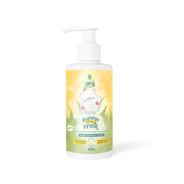 Shampoo Infantil 100% Natural com Extratos de Aloe Vera e Camomila + Óleos Essenciais - Verdi Natural
